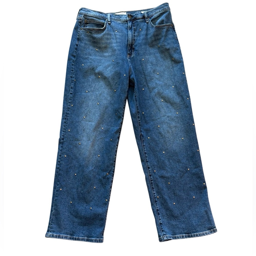 Jessica Simpson Zinnia Wide Leg Boyfriend Jeans Studded Size 14 Denim
